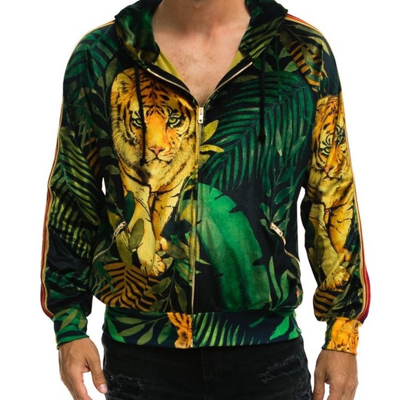 *SOLD* Aviator Nation Tiger Velour Hoodie Large - Picture 15 of 15